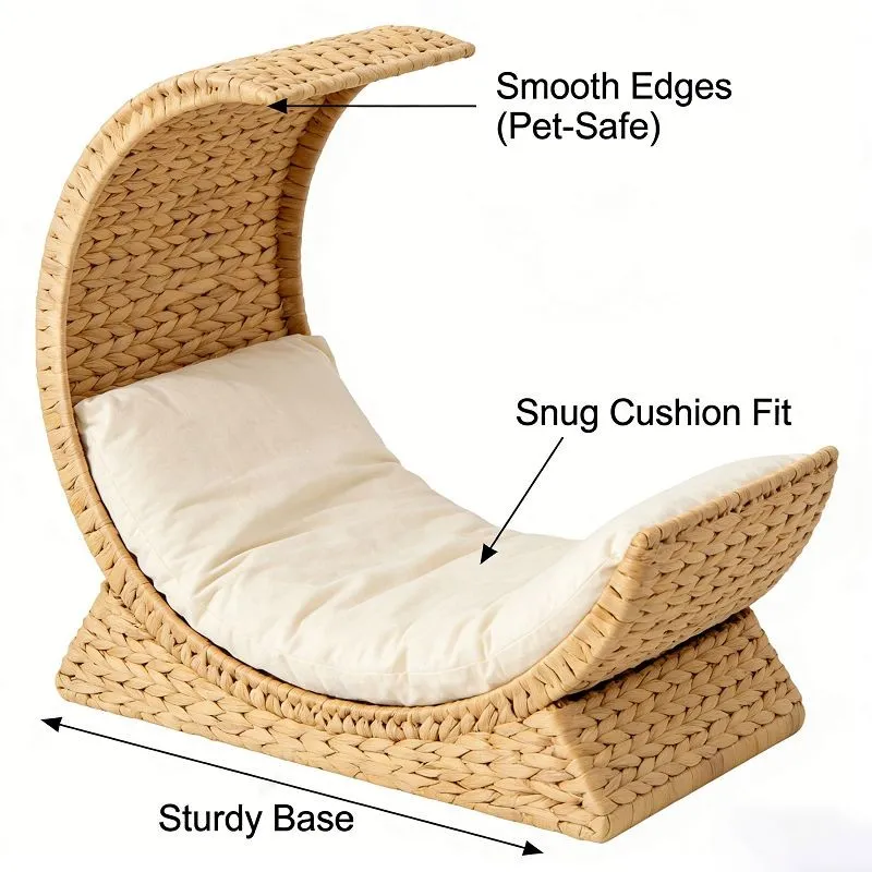 Natural Hand-woven Water Hyacinth Crescent-shaped Cat Sofa/bed/pet Bed best