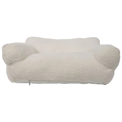 کاناپه گربه ای تدی پشمی سفید نرم قابل جابجایی / مبل حیوان خانگی